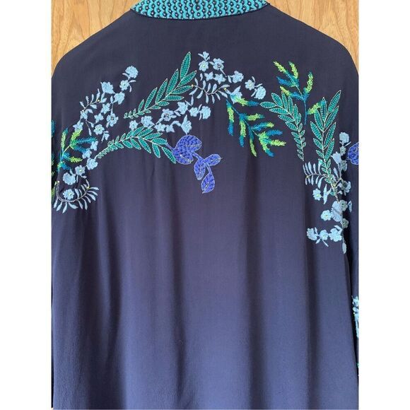 Monsoon Elliah Embroidered Open Kimono Navy Size L - Picture 8 of 12